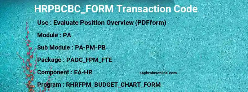 SAP HRPBCBC_FORM transaction code