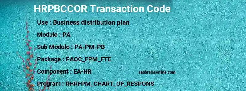 SAP HRPBCCOR transaction code