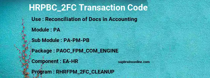 SAP HRPBC_2FC transaction code