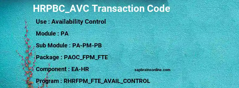 SAP HRPBC_AVC transaction code
