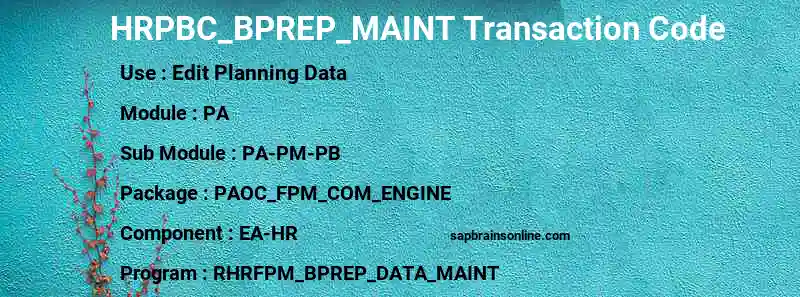 SAP HRPBC_BPREP_MAINT transaction code