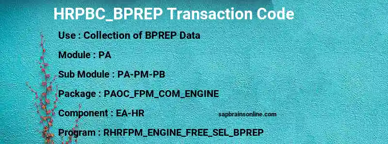 SAP HRPBC_BPREP transaction code