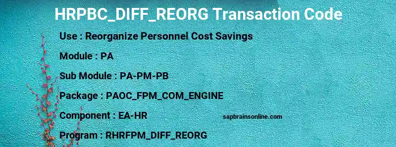 SAP HRPBC_DIFF_REORG transaction code