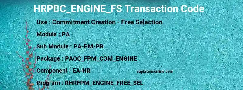 SAP HRPBC_ENGINE_FS transaction code