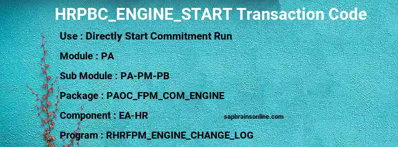 SAP HRPBC_ENGINE_START transaction code