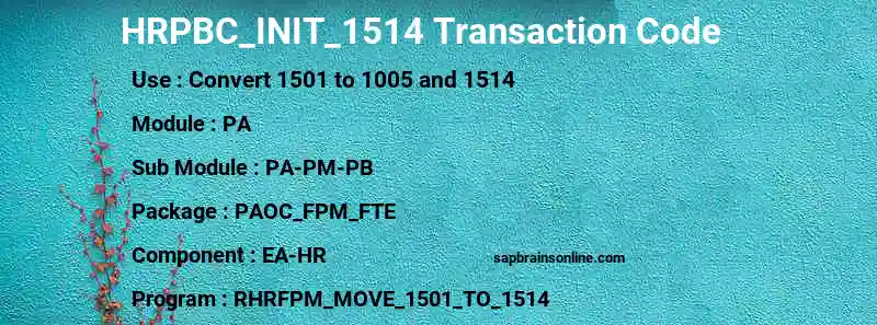 SAP HRPBC_INIT_1514 transaction code