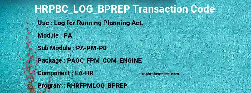 SAP HRPBC_LOG_BPREP transaction code