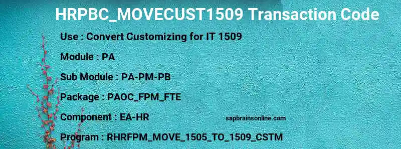 SAP HRPBC_MOVECUST1509 transaction code