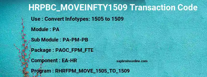 SAP HRPBC_MOVEINFTY1509 transaction code
