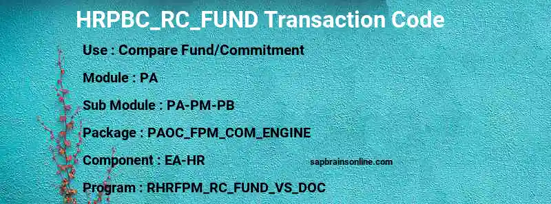 SAP HRPBC_RC_FUND transaction code