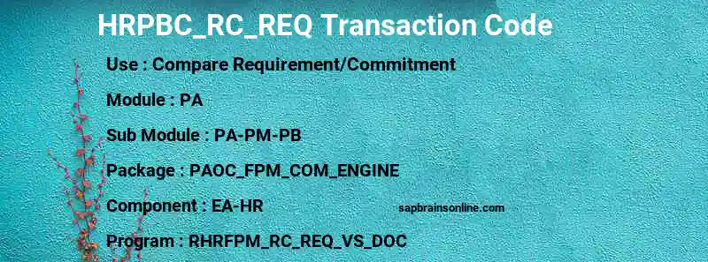 SAP HRPBC_RC_REQ transaction code