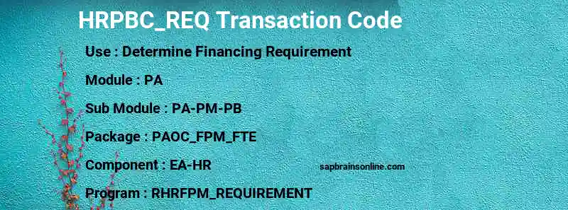 SAP HRPBC_REQ transaction code