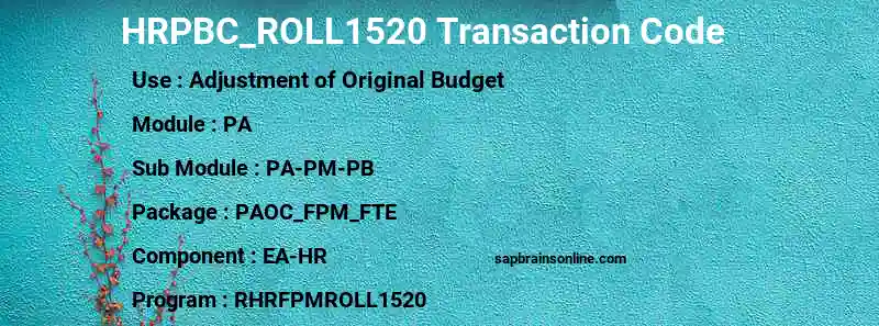 SAP HRPBC_ROLL1520 transaction code