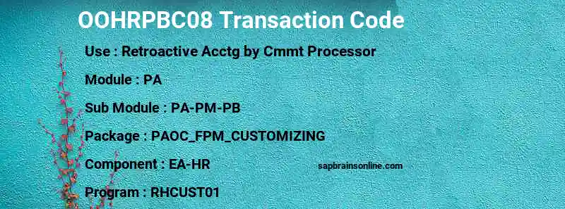 SAP OOHRPBC08 transaction code