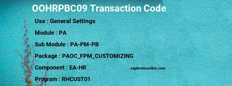 SAP OOHRPBC09 transaction code
