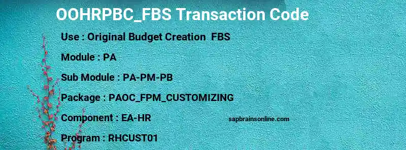 SAP OOHRPBC_FBS transaction code