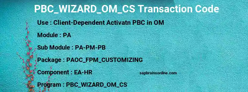 SAP PBC_WIZARD_OM_CS transaction code