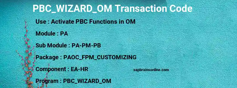 SAP PBC_WIZARD_OM transaction code