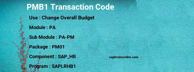 SAP PMB1 transaction code