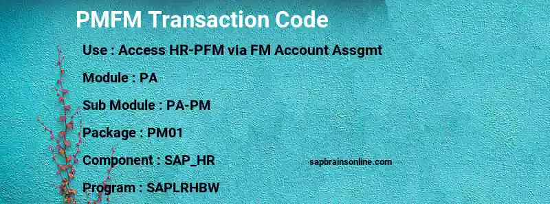 SAP PMFM transaction code