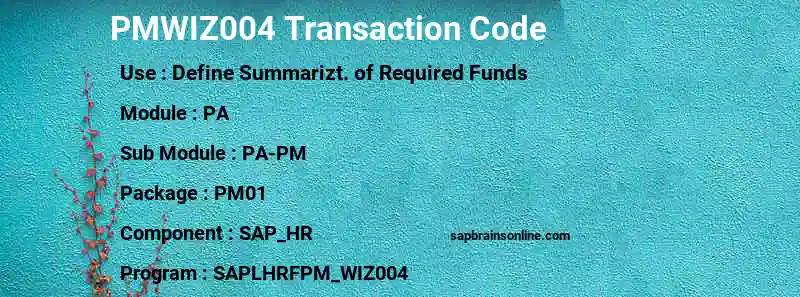 SAP PMWIZ004 transaction code