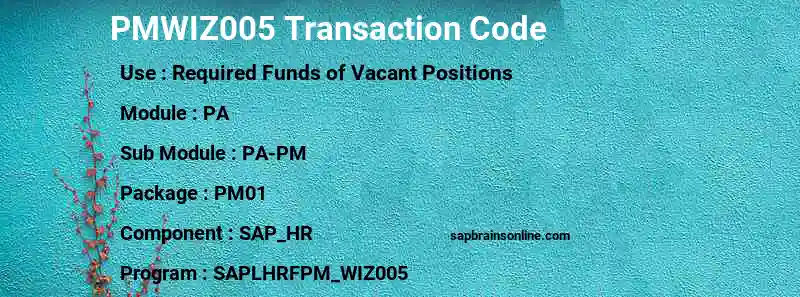 SAP PMWIZ005 transaction code