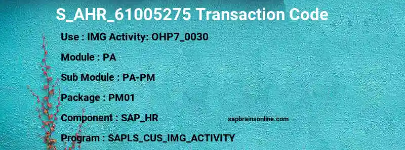 SAP S_AHR_61005275 transaction code