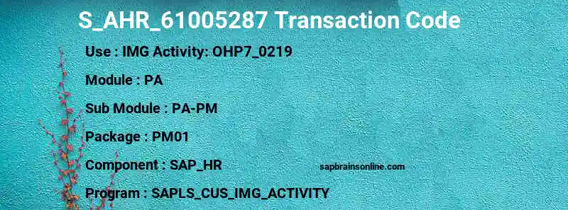 SAP S_AHR_61005287 transaction code