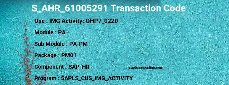 SAP S_AHR_61005291 transaction code