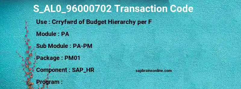 SAP S_AL0_96000702 transaction code