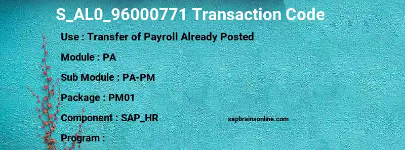 SAP S_AL0_96000771 transaction code
