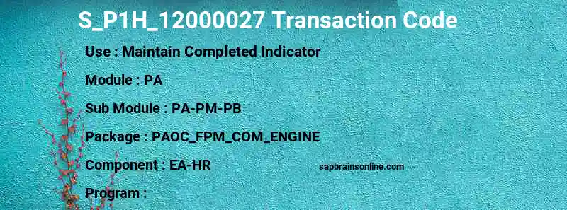 SAP S_P1H_12000027 transaction code