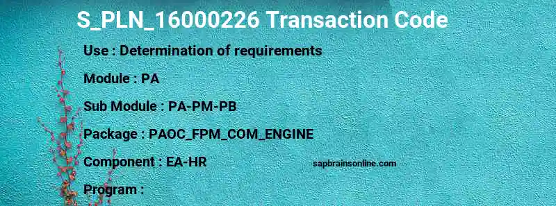 SAP S_PLN_16000226 transaction code