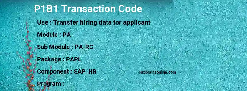 SAP P1B1 transaction code