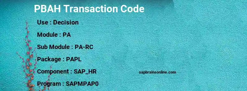 SAP PBAH transaction code