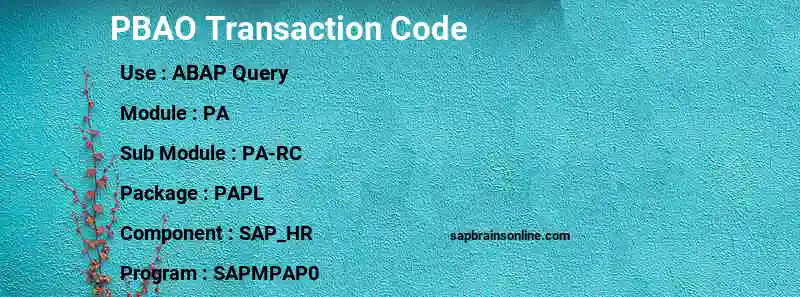 SAP PBAO transaction code