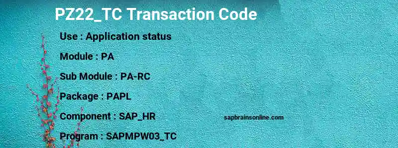 SAP PZ22_TC transaction code