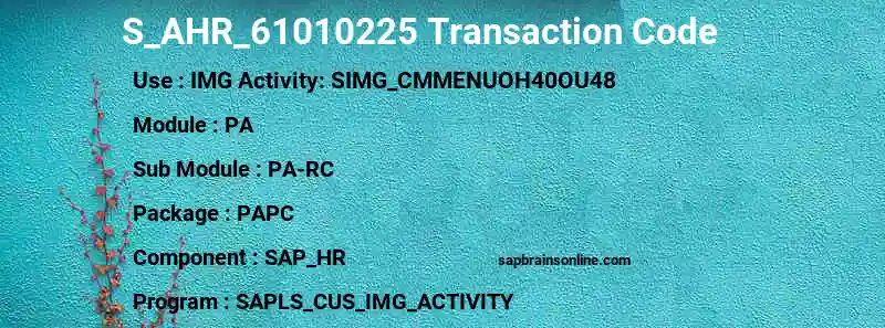 SAP S_AHR_61010225 transaction code