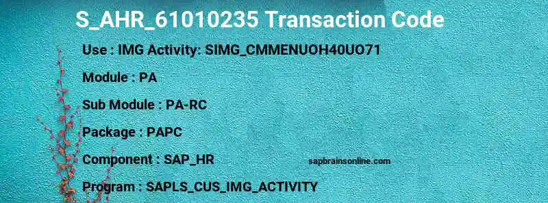 SAP S_AHR_61010235 transaction code
