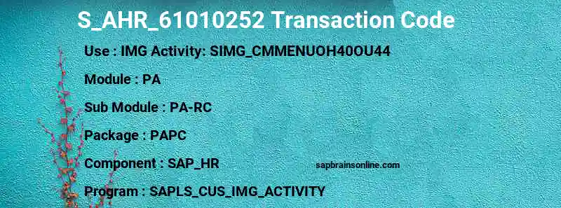 SAP S_AHR_61010252 transaction code