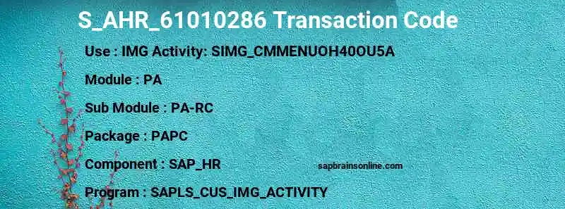 SAP S_AHR_61010286 transaction code
