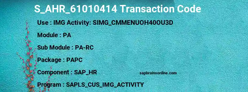 SAP S_AHR_61010414 transaction code