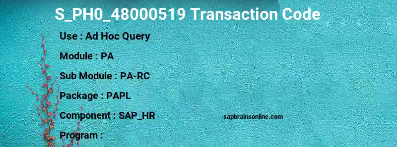 SAP S_PH0_48000519 transaction code