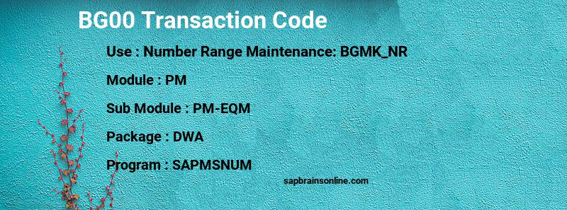 SAP BG00 transaction code
