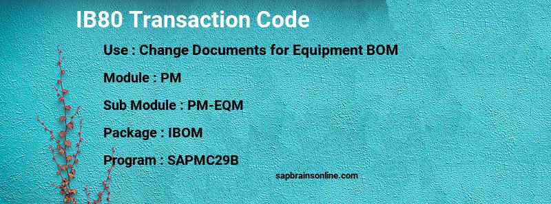 SAP IB80 transaction code