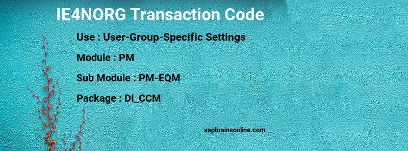 SAP IE4NORG transaction code