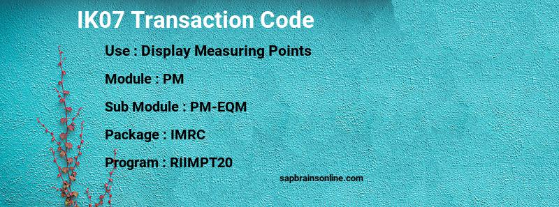 SAP IK07 transaction code