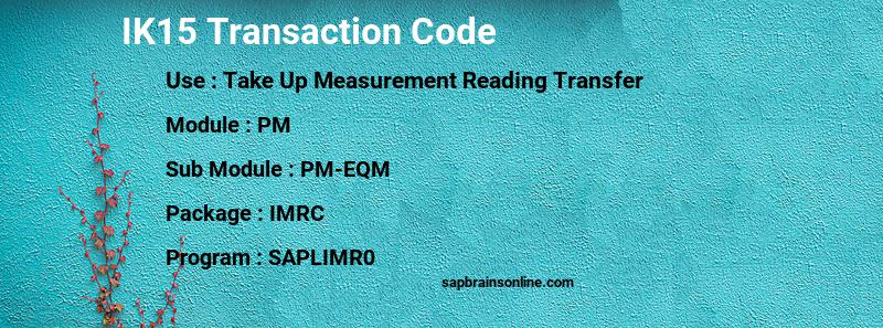 SAP IK15 transaction code