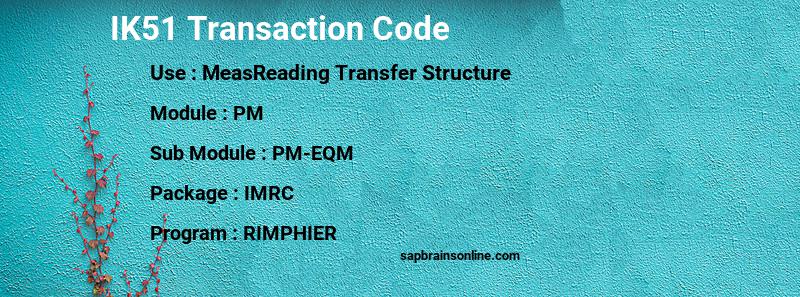 SAP IK51 transaction code