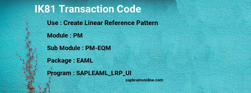 SAP IK81 transaction code